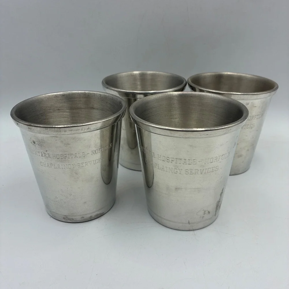 Camelot Pewter Norfolk Cup Set of 4 Sentara Hospitals Chaplaincy Handcrafted VA